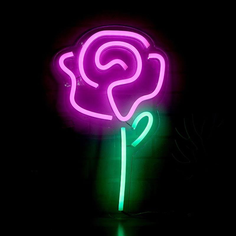 Illuminazione per la notte della rosa creativa per ragazze in plastica camera da letto lampada da parete a led in bianco