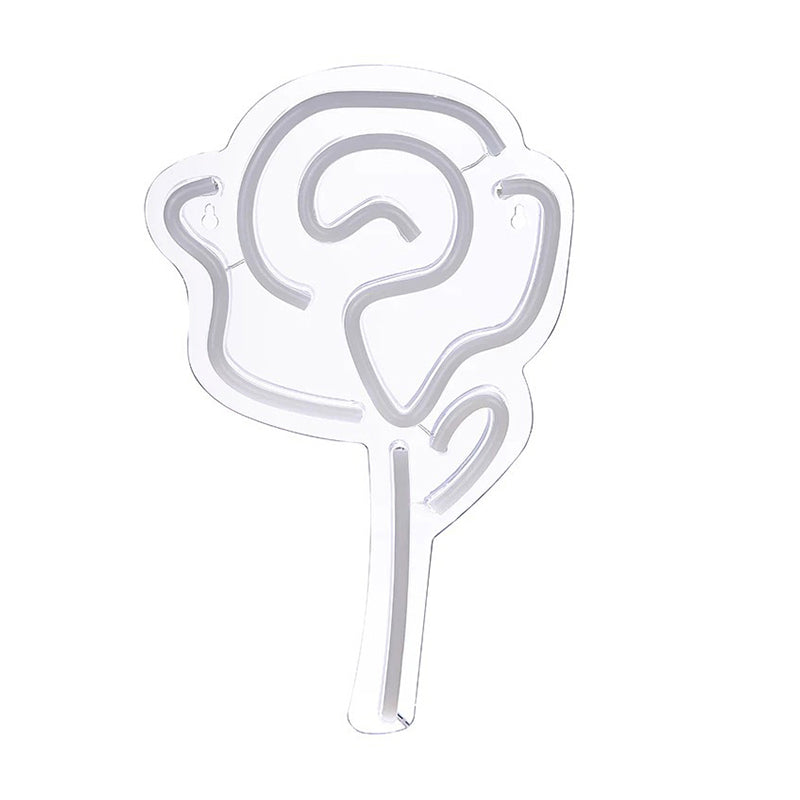 Illuminazione per la notte della rosa creativa per ragazze in plastica camera da letto lampada da parete a led in bianco