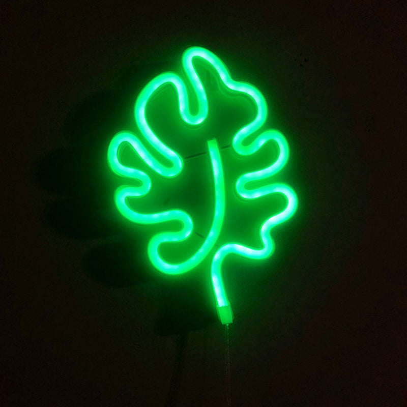 Plastic Leaf-Shaped Mini Night Lamp Modernist LED Wall Night Light in White