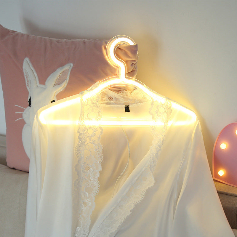 Coat Hanger Bedroom Nightstand Light Plastic USB LED Minimal Wall Hanging Night Lamp in White