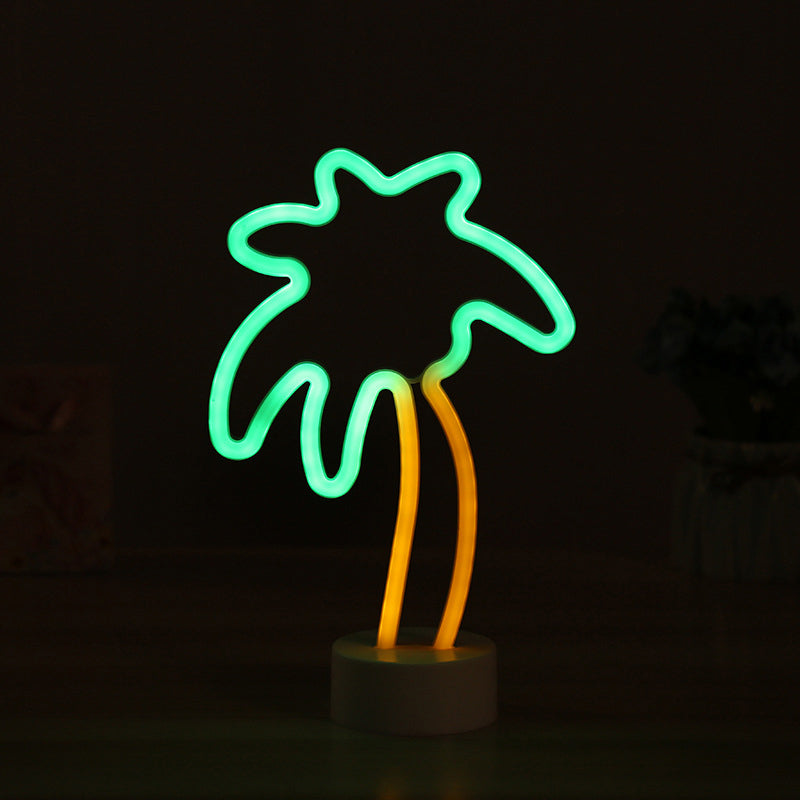 Plastic Coconut Tree Table Lamp Simplicity LED White Night Lighting for Kids Bedroom