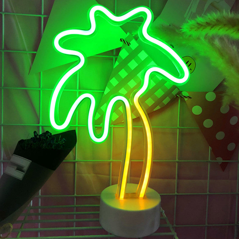 Plastic Coconut Tree Table Lamp Simplicity LED White Night Lighting for Kids Bedroom