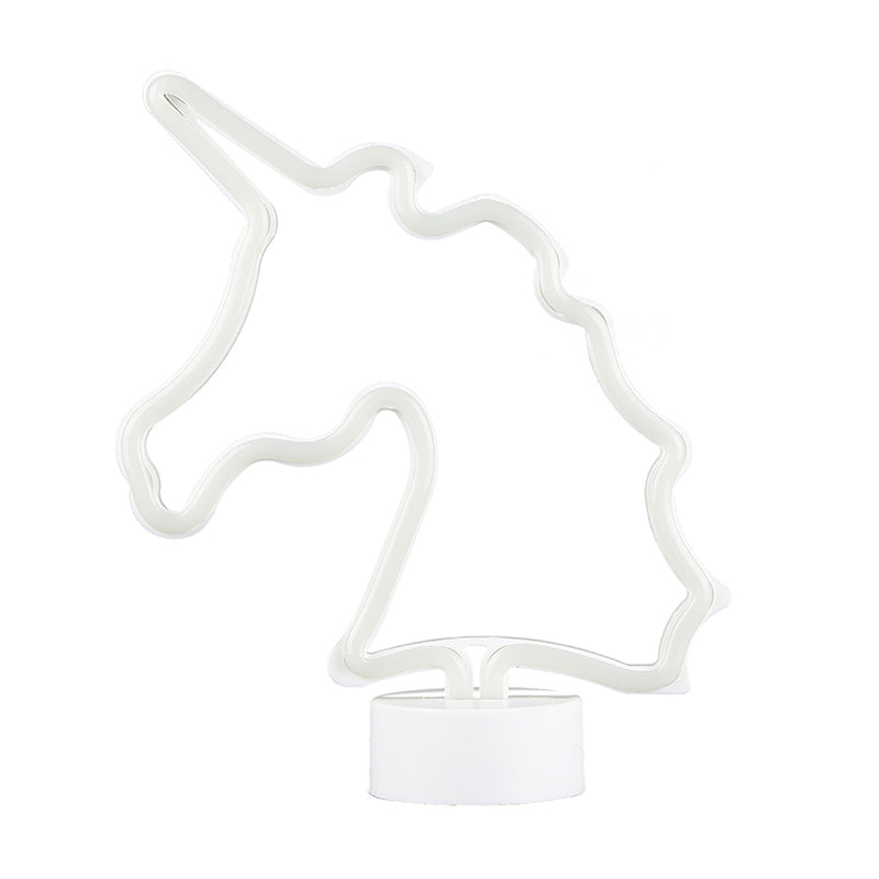 Luce da tavolo da notte a unicorno bianco a batteria creativa a LED di plastica LED Night Light