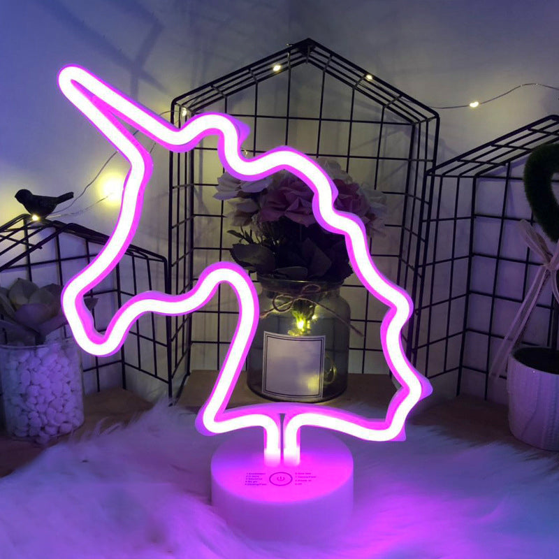 Eenvoudige geometrische nachtverlichting Plastic batterij LED Slaapkamer Nachttafel Licht in het wit