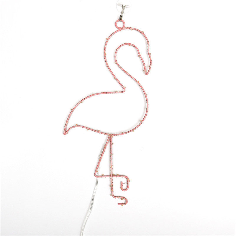 Metal Flamingo Wall Light Simplicity Battery Operated LED Pink Night Table Lamp