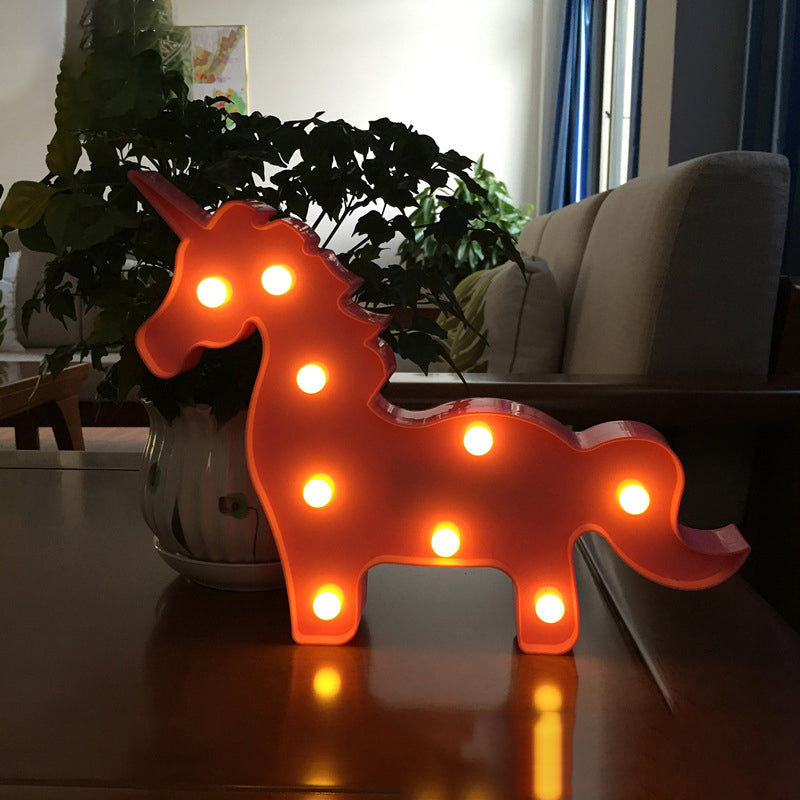 Simplicity LED Nightstand Lamp Unicorn Wall Lighting with Plastic Shade for Kids Bedroom