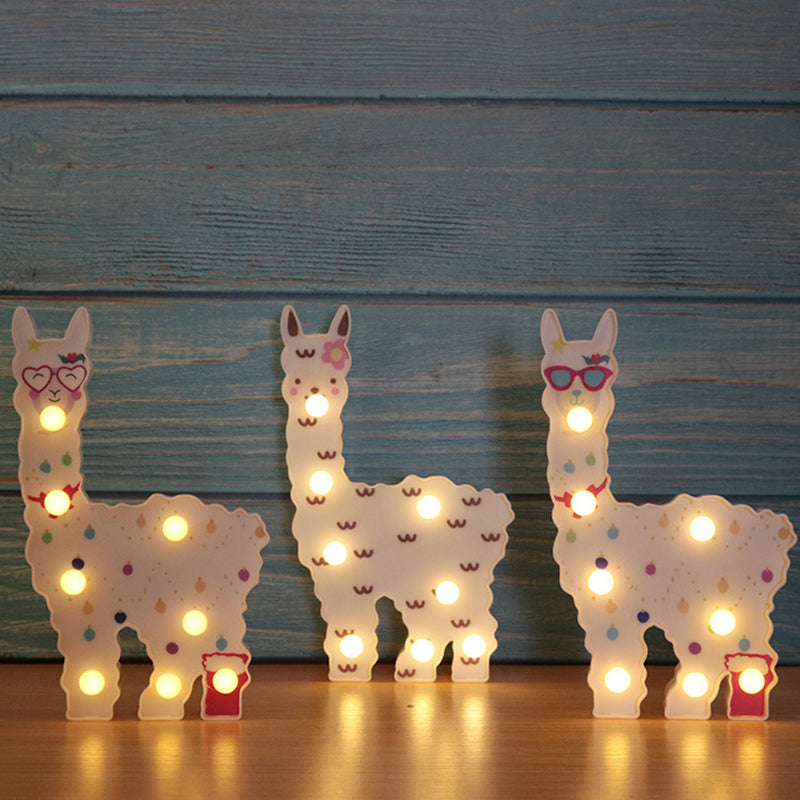 Plastic Alpaca Night Lighting Contemporary Battery Operated LED Wall Night Lamp for Girls Room