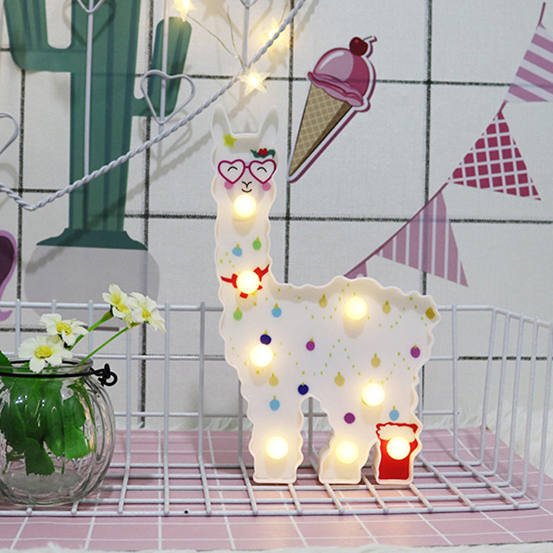 Plastic Alpaca Night Lighting Contemporary Battery Operated LED Wall Night Lamp for Girls Room