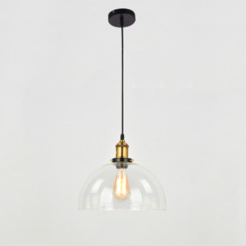 1 Bulb Drop Pendant Farmhouse Dining Room Hanging Ceiling Light with Geometry Glass Shade