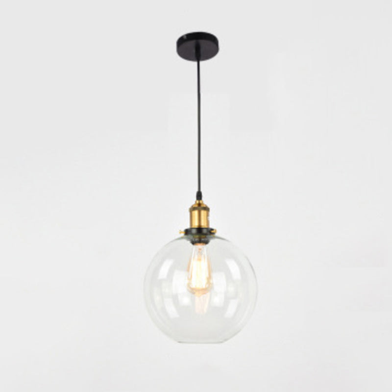 1 Bulb Drop Pendant Farmhouse Dining Room Hanging Ceiling Light with Geometry Glass Shade