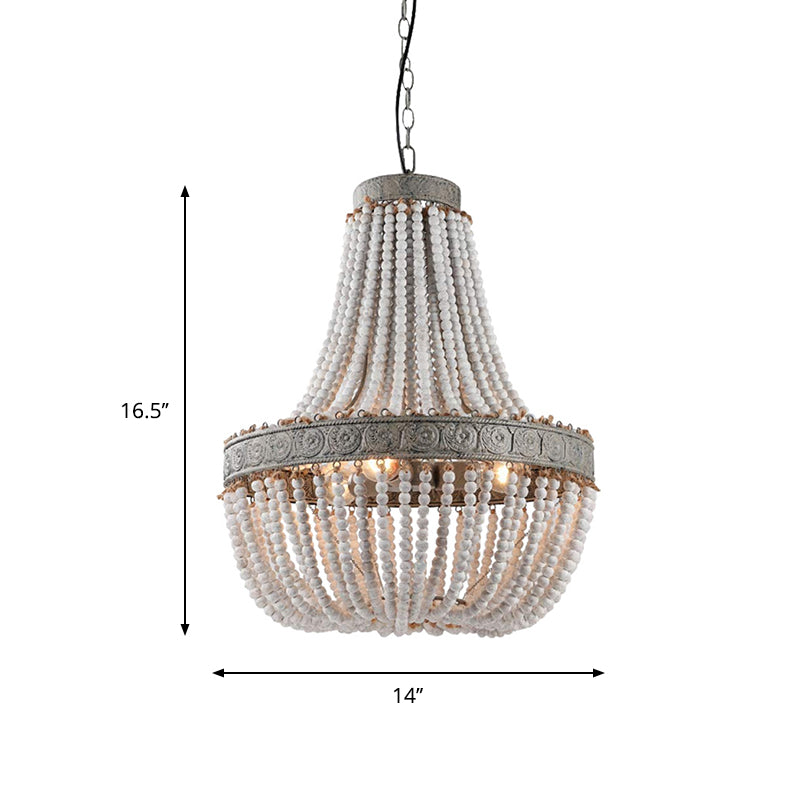 Rustic Basket-Shaped Pendant Lamp Wood Suspension Lighting Fixture for Dining Room