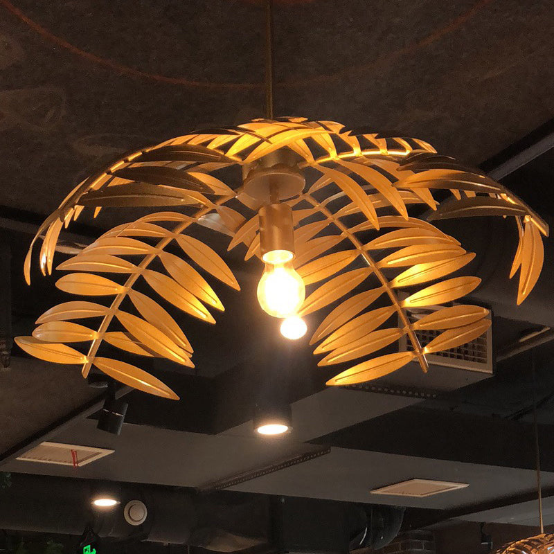 Eisen hängende hängende leichte ländliche blattförmige 1 leichte Restaurant Deckenhängung Lampe