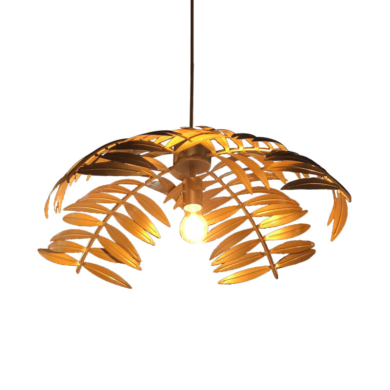 Iron Hanging Pendant Light Rural Leaf Shaped 1 Light Restaurant Ceiling Suspension Lamp