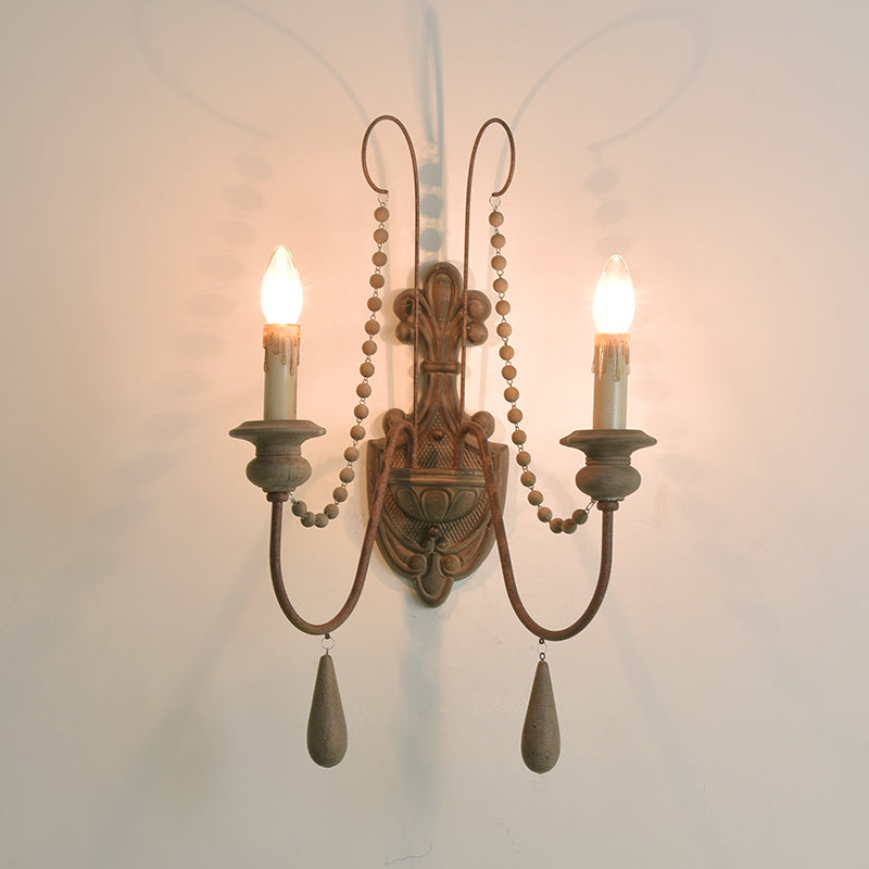 Houten roest muur licht lampje gebogen arm traditionele wandverlichtingsideeën met gesneden achterplaat