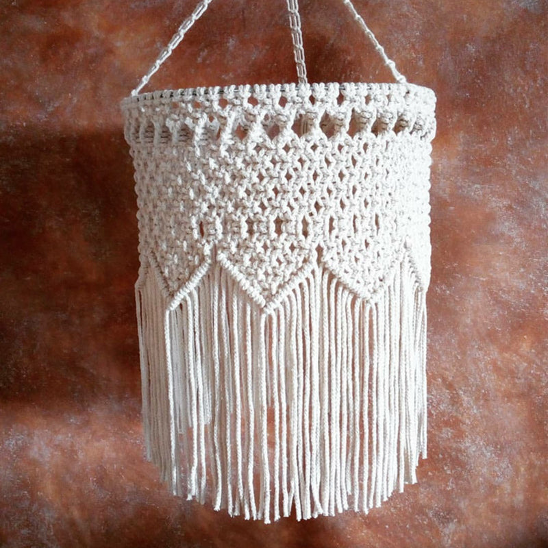 Criss-Cross Fringe Corridor Drop Lamp Rustic Hemp Rope 1 Head White Hanging Pendant Light