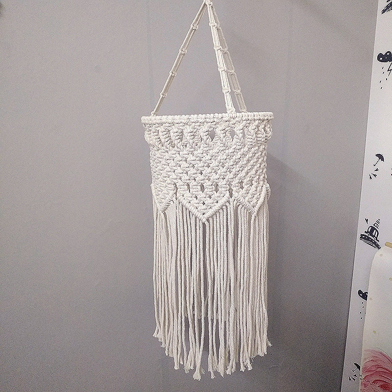 Criss-Cross Fringe Corridor Drop Lamp Rustic Hemp Rope 1 Head White Hanging Pendant Light