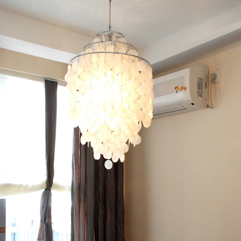 Gelaagde eetkamer hangende plafondlicht retro shell zilveren hanglampverlichting