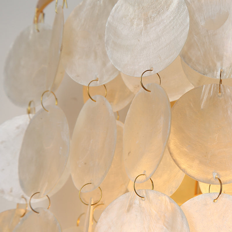 1-Light Wall Lamp Sconce Rural Corridor Wall Light with Tiered Circle Shell Shade