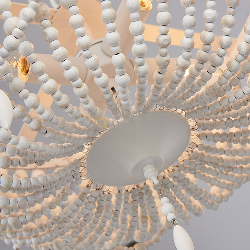 Wood Bowl Flush Mount Lighting Classic Corridor Close to Ceiling Light in White