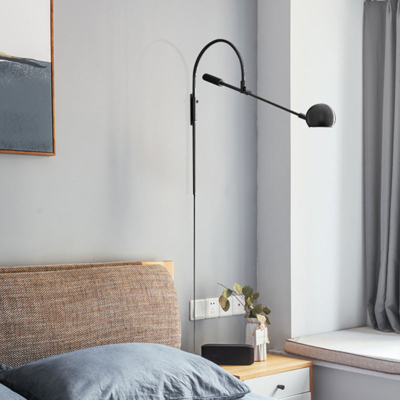 Metal Sphere Wall Lighting Fixture Modern 1 Head Wall Sconce Light with Curved Arm