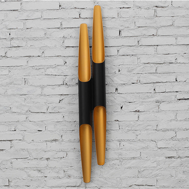 Aluminum Cut-Tubular Wall Lamp Contemporary Black Wall Mount Light Fixture for Bedside