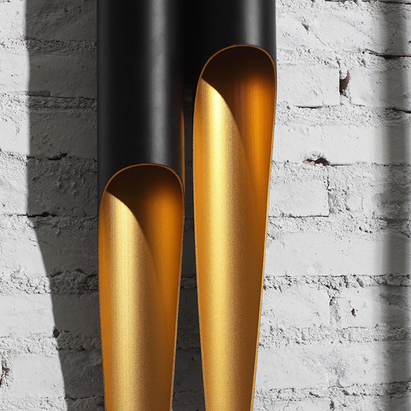 Aluminum Cut-Tubular Wall Lamp Contemporary Black Wall Mount Light Fixture for Bedside