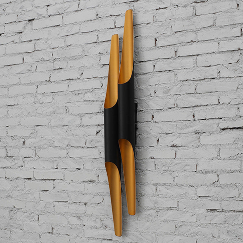 Aluminum Cut-Tubular Wall Lamp Contemporary Black Wall Mount Light Fixture for Bedside