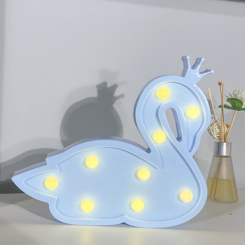 Plastic Swan Wall Night Lamp Contemporary LED Night Lighting for Children Bedroom