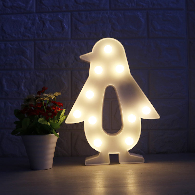 White Christmas Element Night Lighting Modern Style Battery LED Plastic Nightstand Light