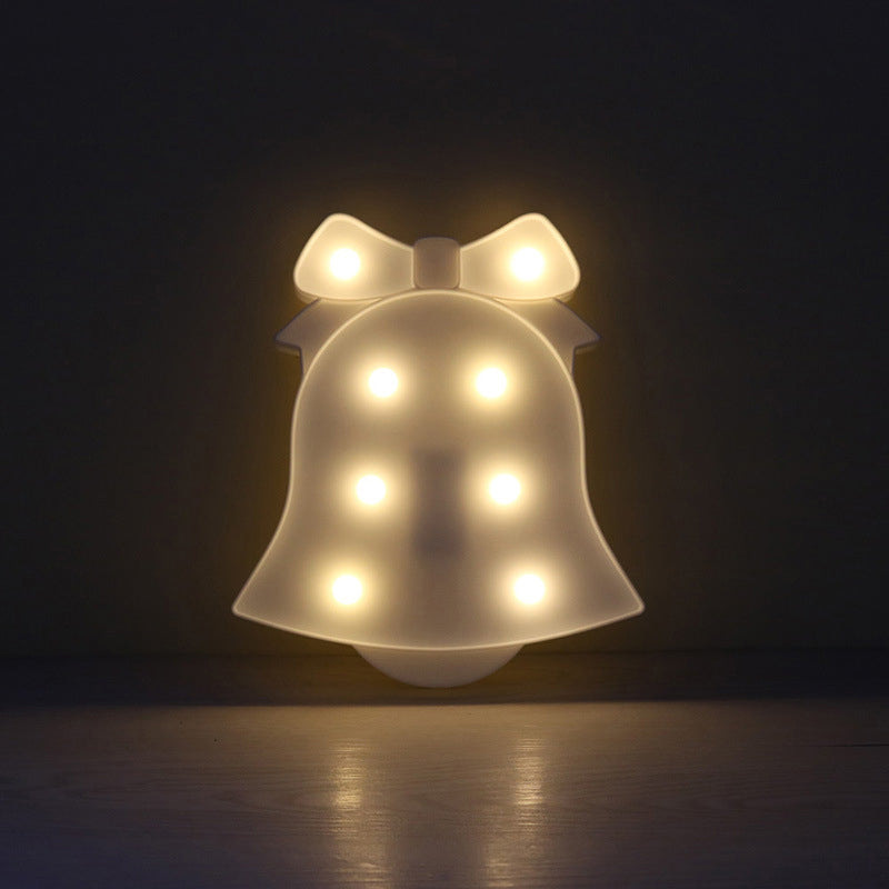 White Christmas Element Night Lighting Modern Style Battery LED Plastic Nightstand Light