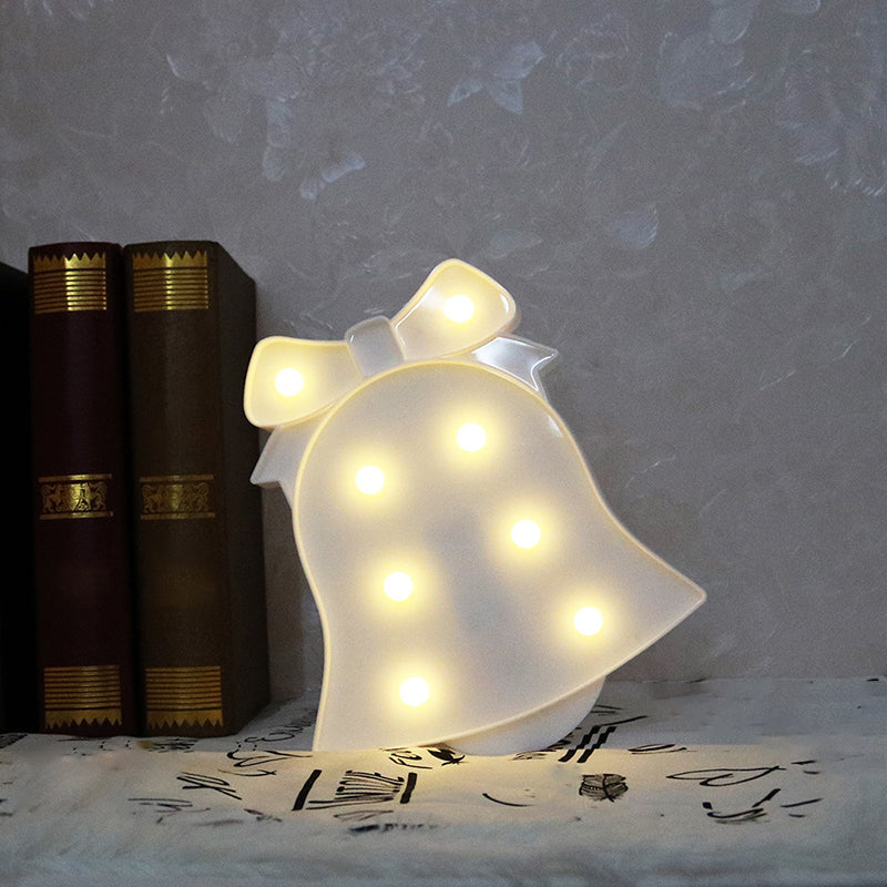 White Christmas Element Night Lighting Modern Style Battery LED Plastic Nightstand Light