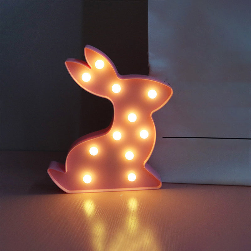 Rabbit Shaped Night Lamp Contemporary Plastic Baby Bedroom LED Nightstand Light