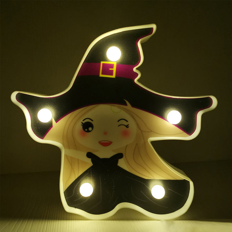 Horror Element Night Light Simple Plastic Battery Operated LED Black Nightstand Lighting