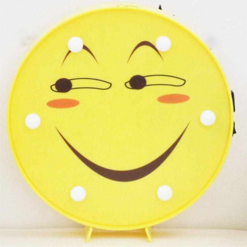 Funny Emoji Expression Wall Light Modernist Plastic Battery LED Yellow Nightstand Lamp