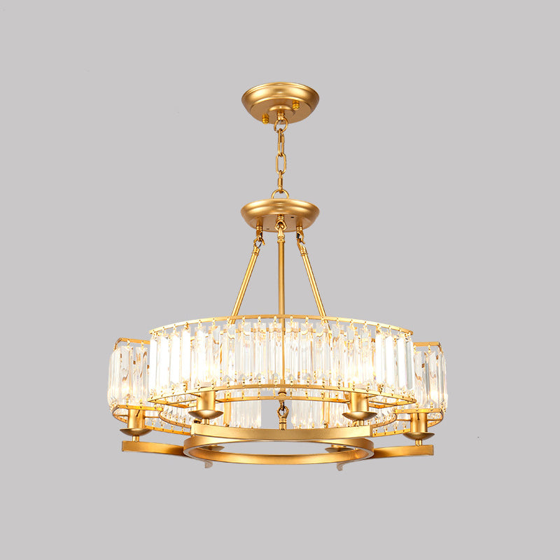 Schrägkristallkreis Kronleuchter Lampe Klassiker Wohnzimmer LED -Deckenhängung Licht