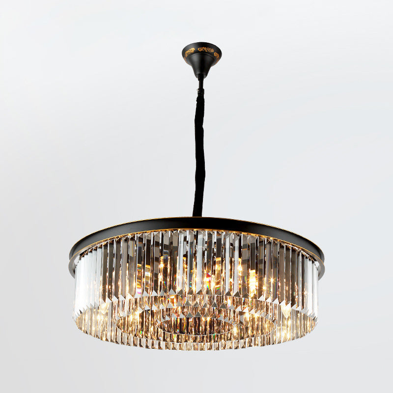 Black Island Lighting Rural Beveled Crystal Tiered Geometry Suspension Pendant Light for Dining Room