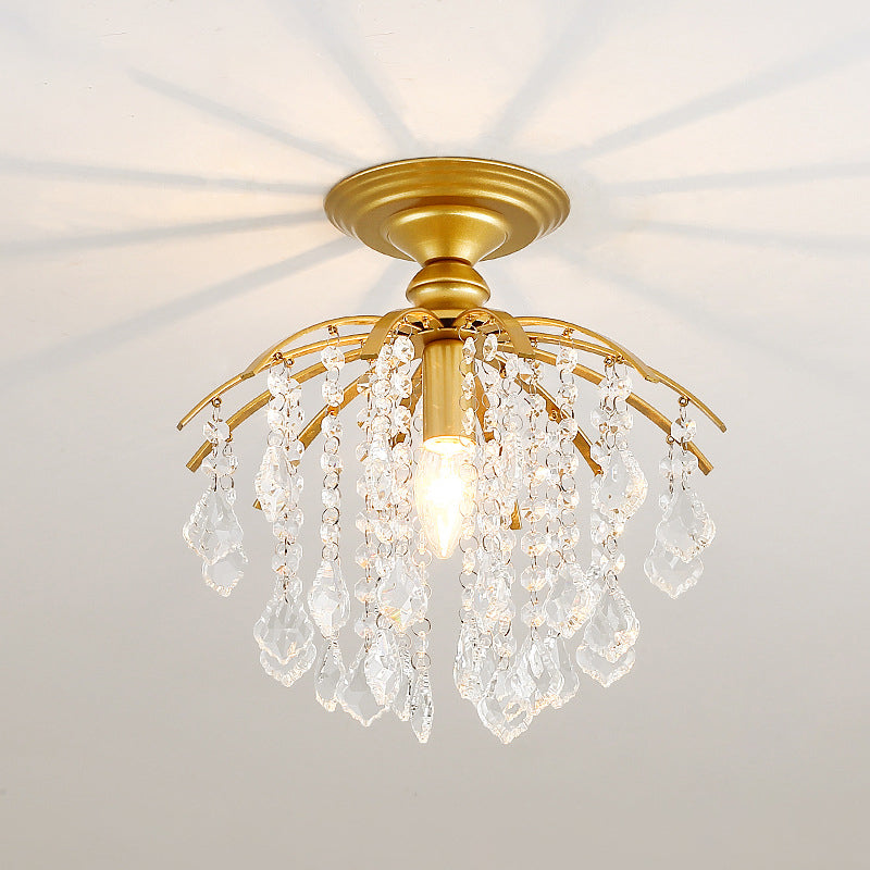 Metall Zweig Semi Flush Mount Beleuchtung Rural 1-Kopf Flur Kristall Deckenleuchte