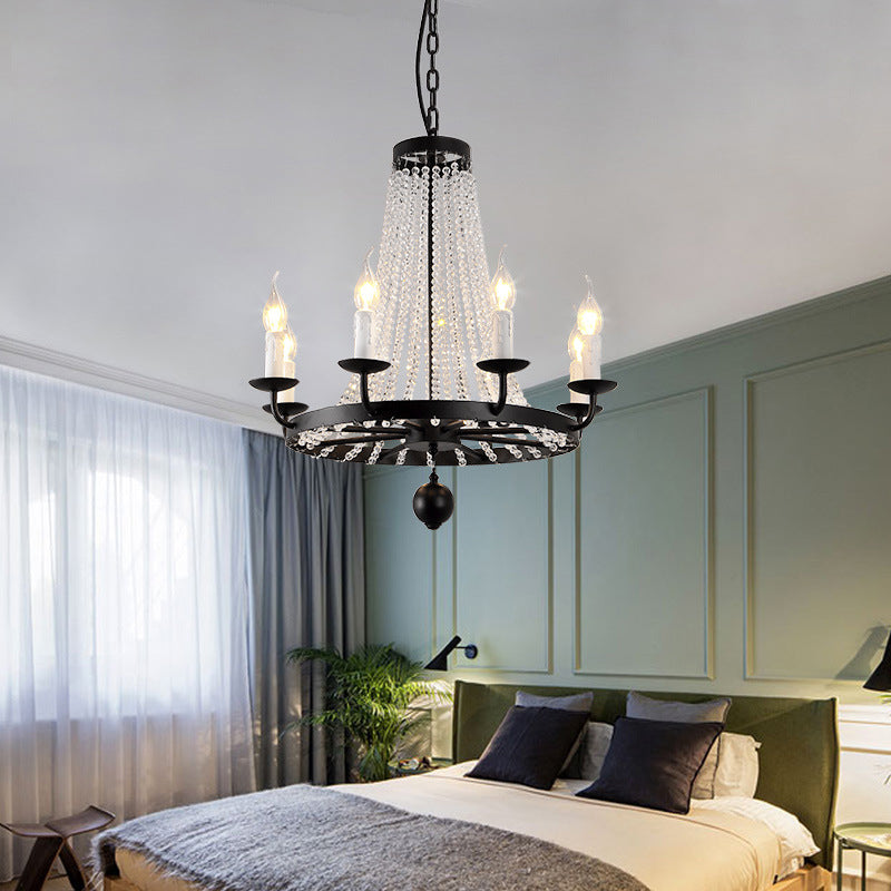 Kristall Kronleuchter Beleuchtung Land Schwarz Candelabra Wohnzimmer Anhänger Lichtkit mit Candelabra Design