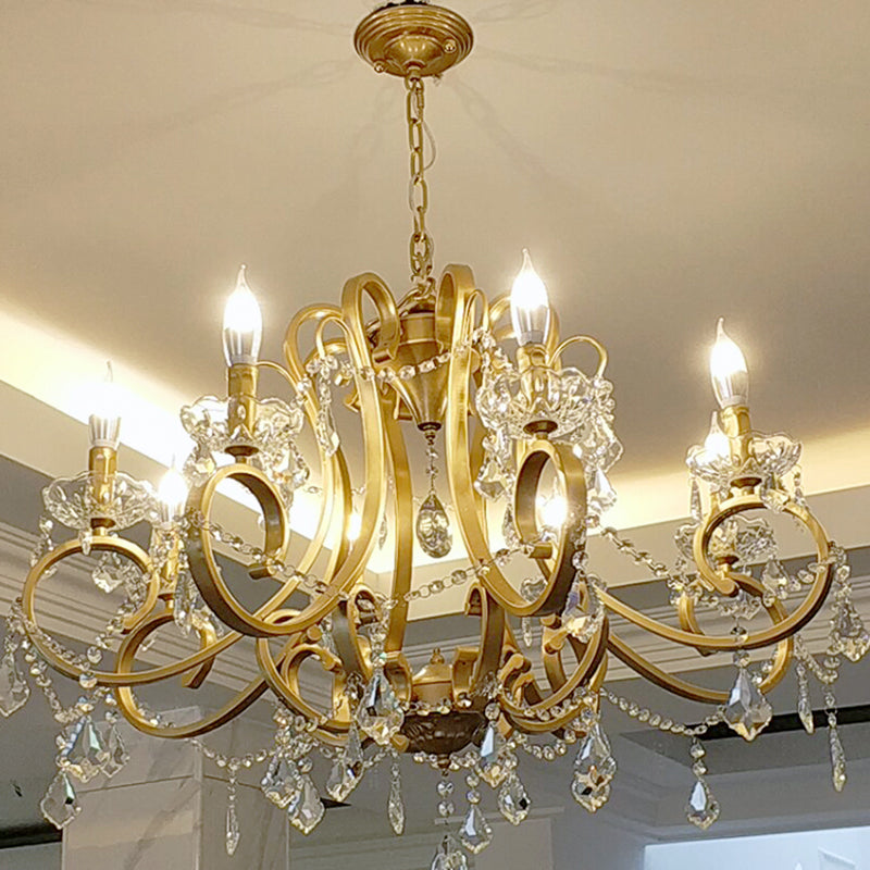 Traditioneller Sturzarm Kronleuchter Metallanhänger Light Kit mit Kristallakzent in Gold