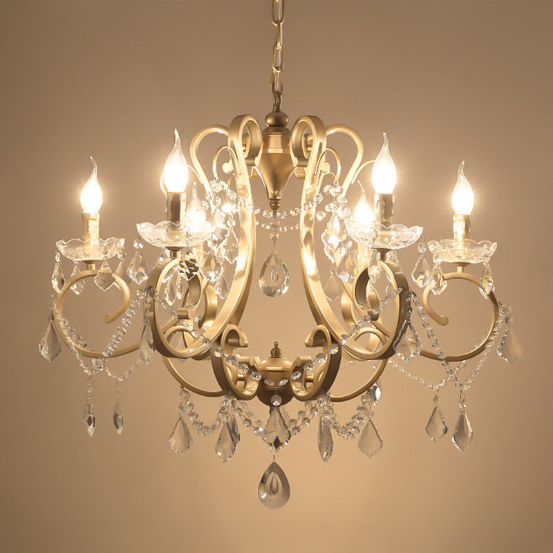 Traditioneller Sturzarm Kronleuchter Metallanhänger Light Kit mit Kristallakzent in Gold