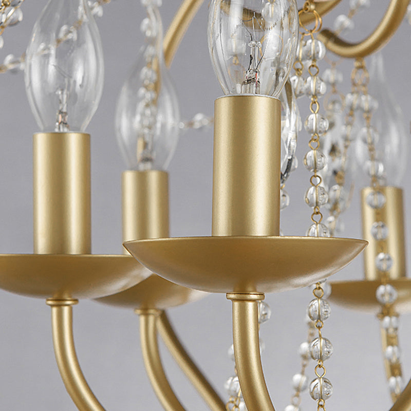 Gebogener Rahmen Metall Hanging Lamp Kit Klassiker 8 Lichter Wohnzimmer Kristall Kronleuchter Licht in Messing