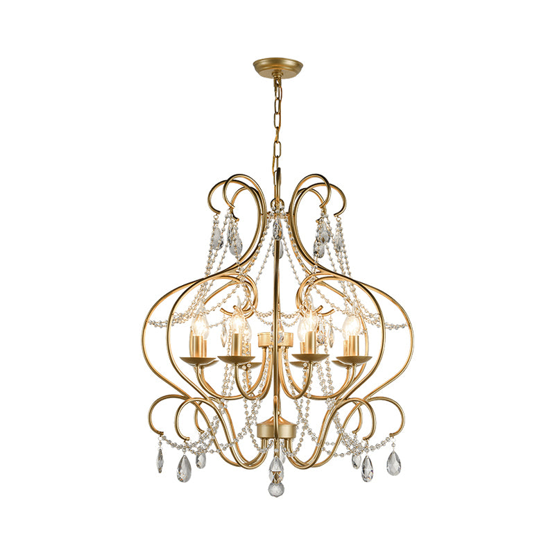 Gebogener Rahmen Metall Hanging Lamp Kit Klassiker 8 Lichter Wohnzimmer Kristall Kronleuchter Licht in Messing