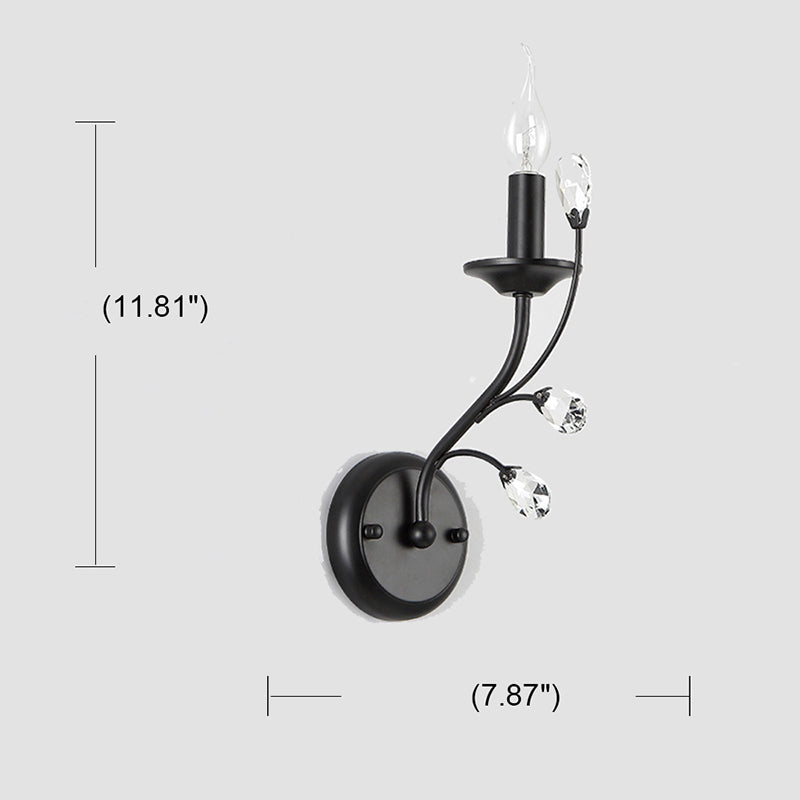 Luminaire mural noir métal candélabre 1 amplitume traditionnelle murs traditionnelle avec accent cristallin