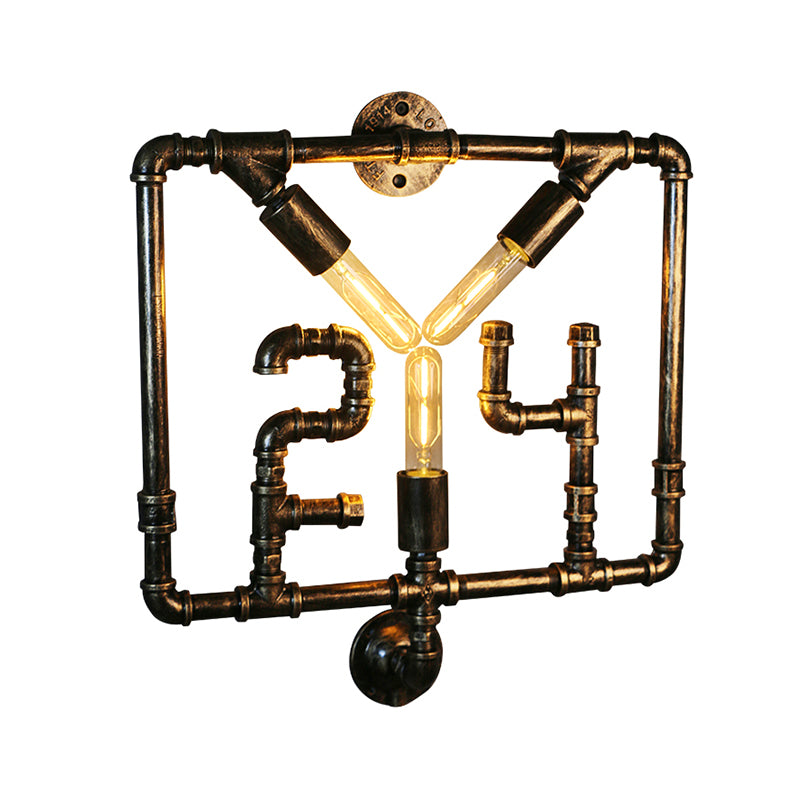 3 Bulbs Wall Mount Light Warehouse Square Frame Metal Wall Lighting Fixture