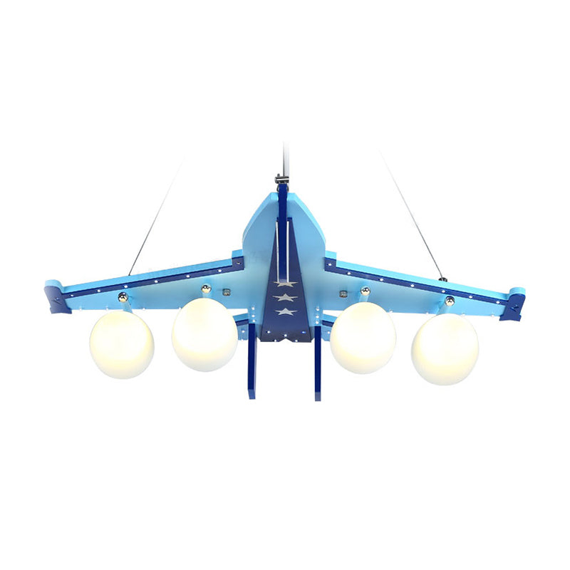 Lámpara de araña de aviones de combate de jardín de infantes 4 luces lámpara de techo azul contemporáneo