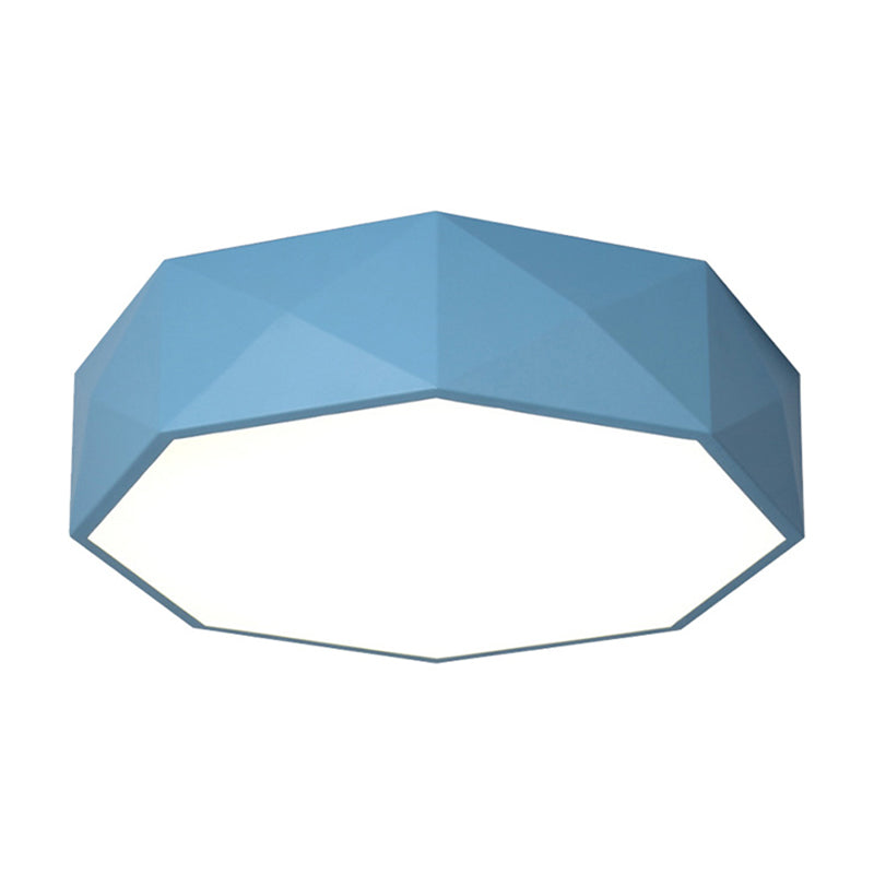 16"/20" Dia Pink/Yellow/Blue/Green Hexagon Ceiling Light Macaron Acrylic LED Flush Mount Light in Third Gear/Warm/White Light for Girls Bedroom