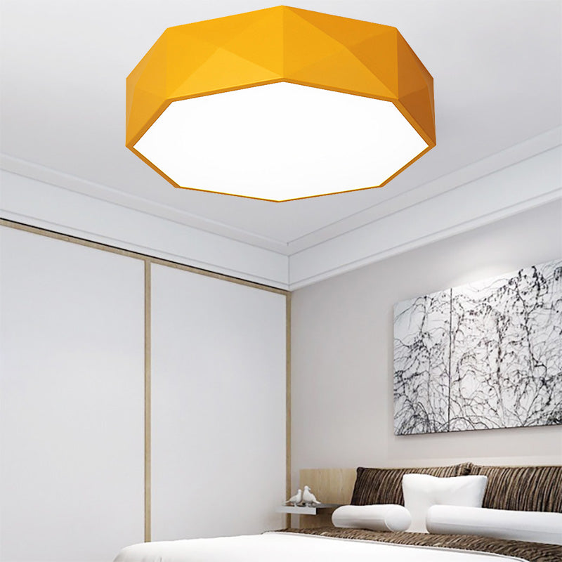 16"/20" Dia Pink/Yellow/Blue/Green Hexagon Ceiling Light Macaron Acrylic LED Flush Mount Light in Third Gear/Warm/White Light for Girls Bedroom