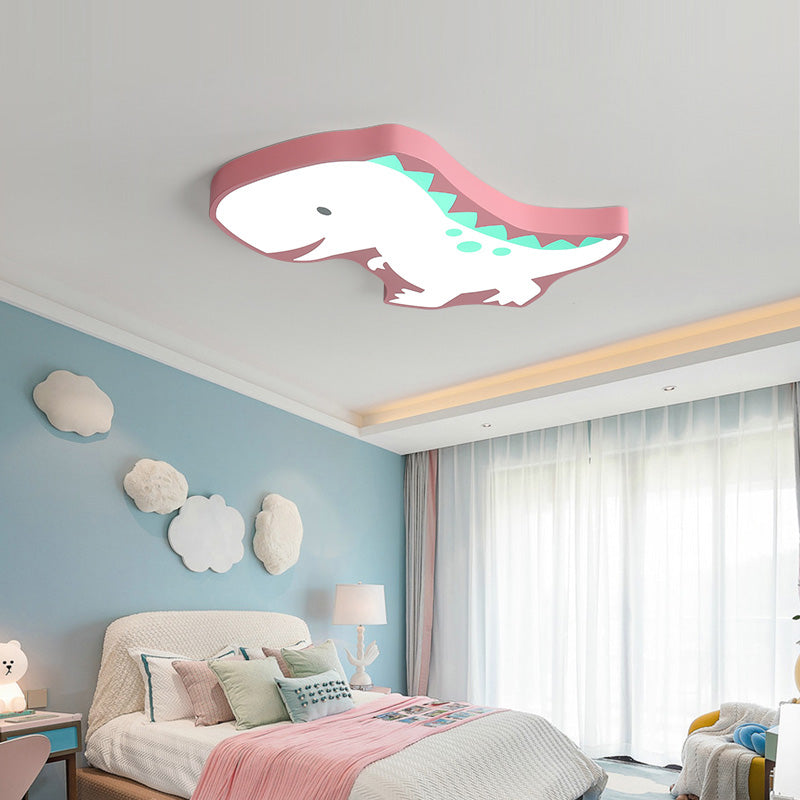 Cartoon Baby Dinosaur Ceiling Mount Light Acrylic LED Flush Light for Kindergarten