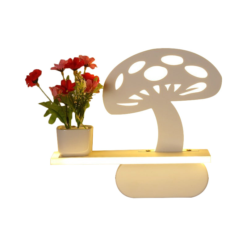 Acrylic Wall Sconce with Shelf Living Room Restaurant Modern Stylish Wall Light in White