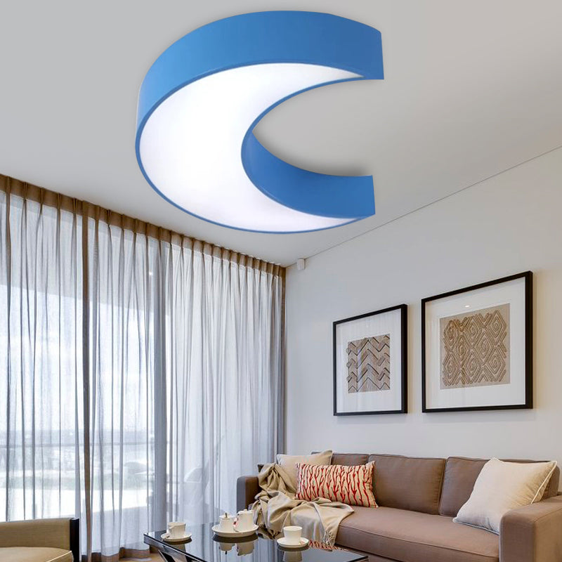 Cartoon Moon Ceiling Light Fixture Acrylic Flushmount Light for Nursing Room Kid Bedroom